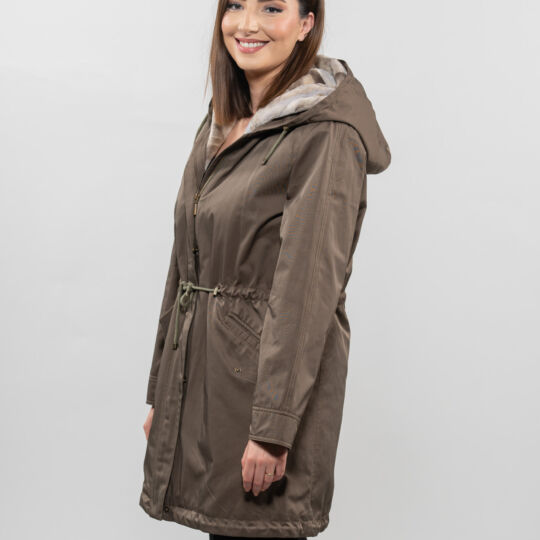 Light Khaki Winter Parka with Sheared Mink Lining