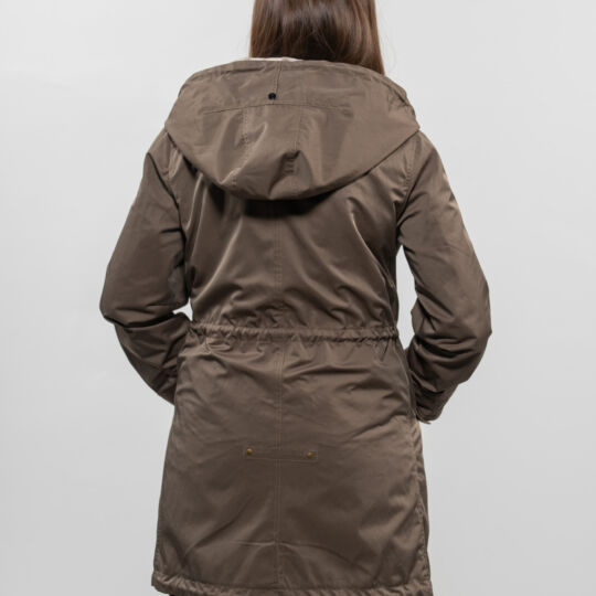 Light Khaki Winter Parka with Sheared Mink Lining