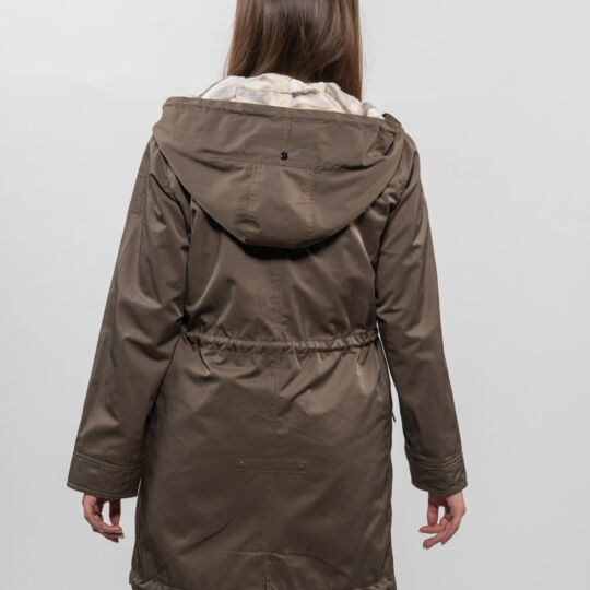 Light Khaki Winter Parka with Sheared Mink Lining