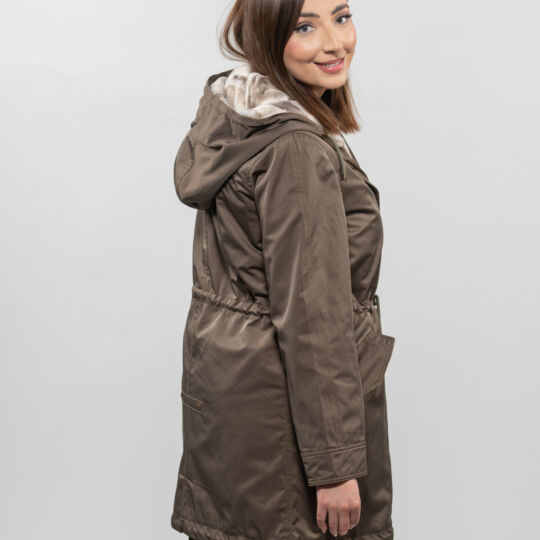 Light Khaki Winter Parka with Sheared Mink Lining