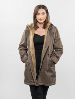 Light Khaki Parka with Sheepskin Lining