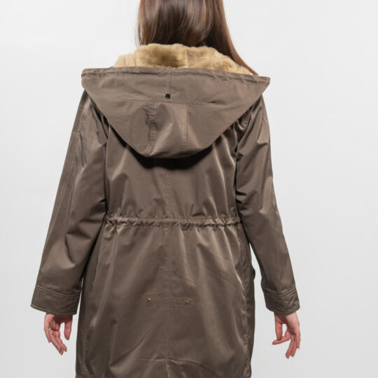 Light Khaki Parka with Sheepskin Lining